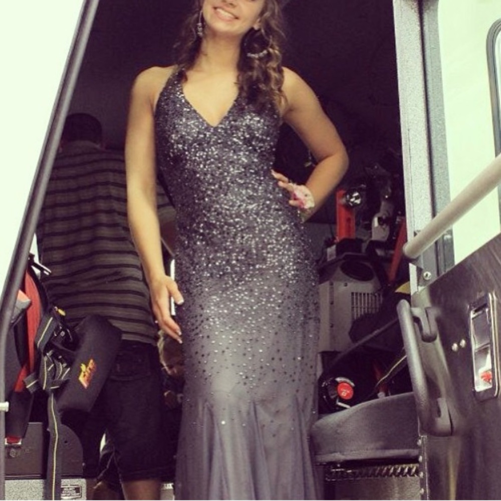 Sequin embroidered prom dress